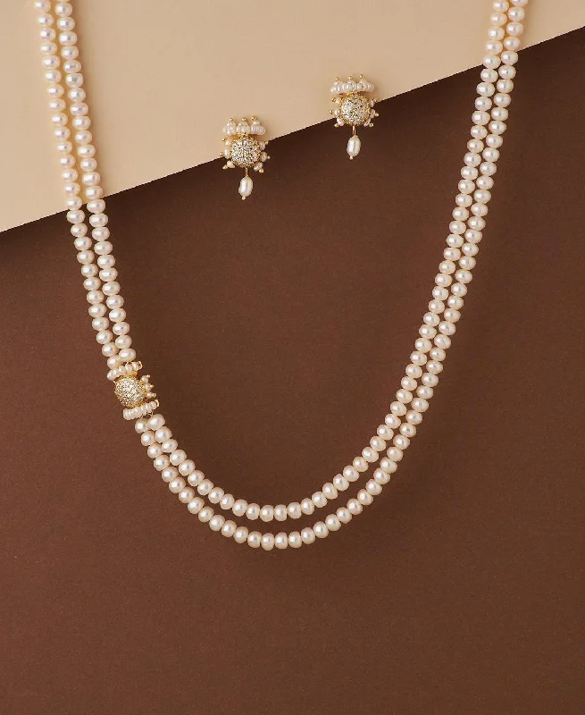 Trendy Stone Studded Pearl Necklace Set