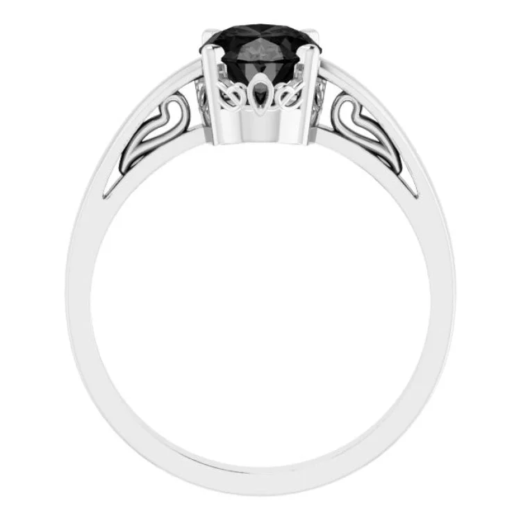 Gorgeous Gemstone Engagement Rings For Brides-14K White Natural Black Onyx Ring