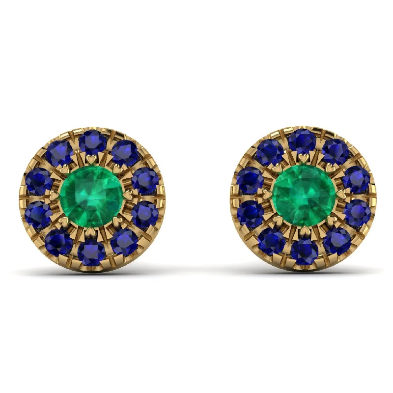 Trendy Drop Earrings For Fashionable Looks-Halo Emerald Earrings - Heaven No. 64