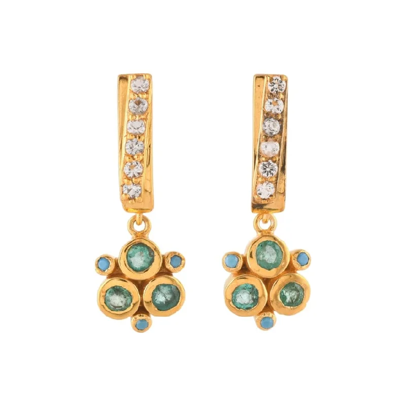 Gold Earrings For Every Occasion-Emerald Topaz Turquoise Gold Vermeil Earrings