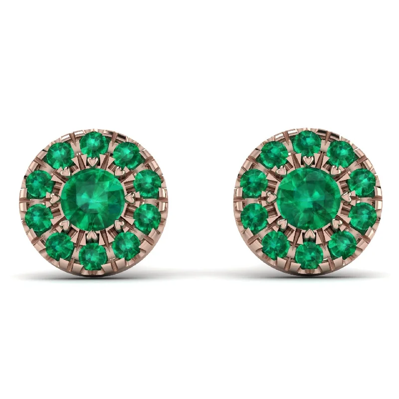 Elegant Dangle Earrings For Special Occasions-Halo Emerald Earrings - Heaven No. 20