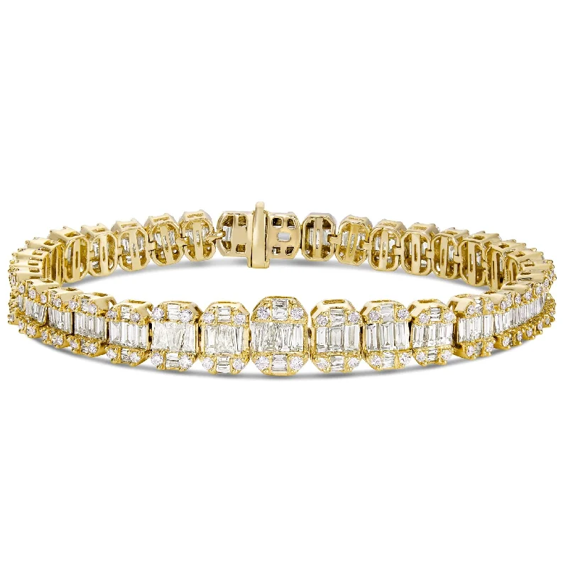 Trendy Leather Bracelets For Casual Looks-10K Gold 11.5ct Baguette Diamond Bracelet