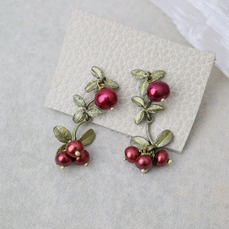 Unique Earrings For Bold Fashion Statements-Cranberry Dangle Post Earrings