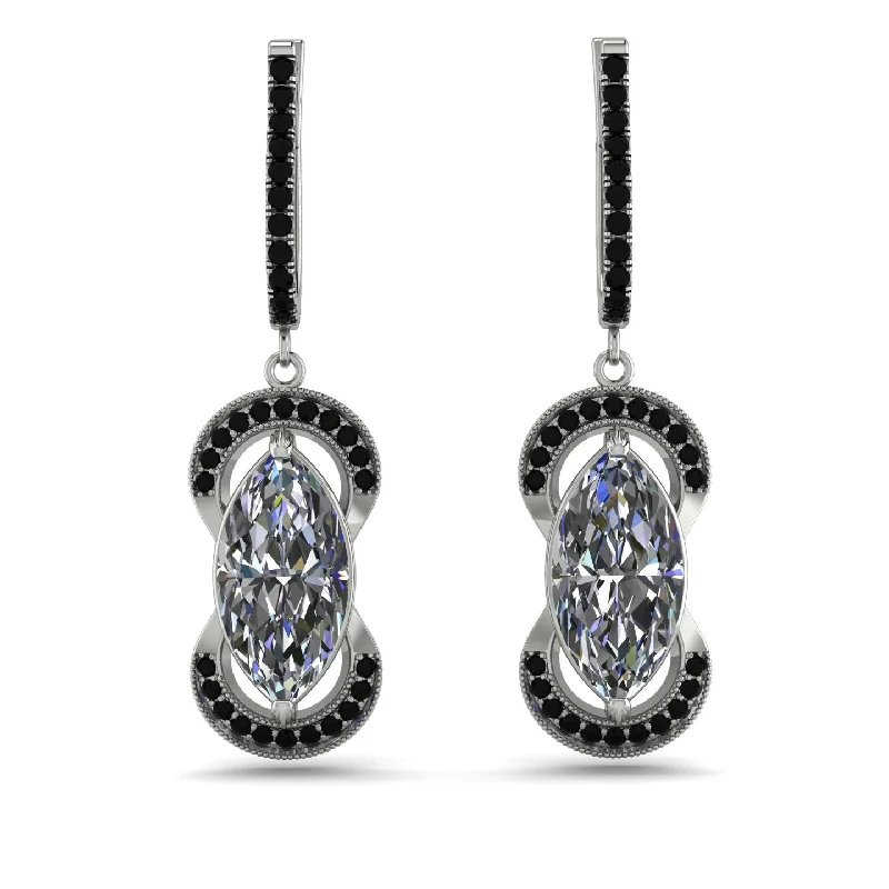 Stunning Earrings For Evening Events-Marquise Vintage Diamond Earrings - Marley No. 33