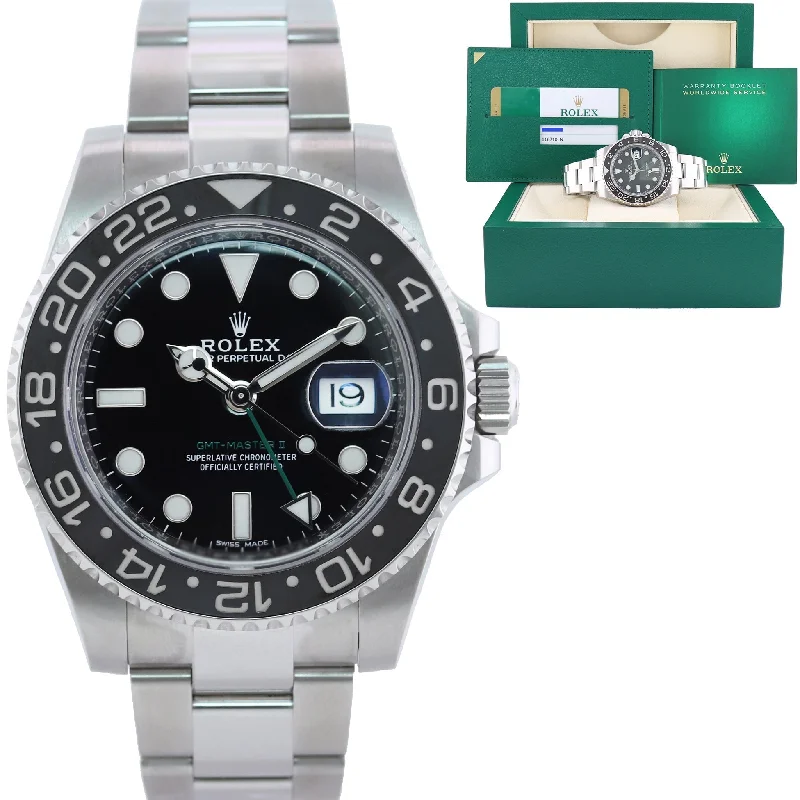 Minimalist Men’s Watches For Sleek Fashion-MINT 2018 PAPERS Rolex GMT Master II 116710 Steel Ceramic 40mm Black Watch Box