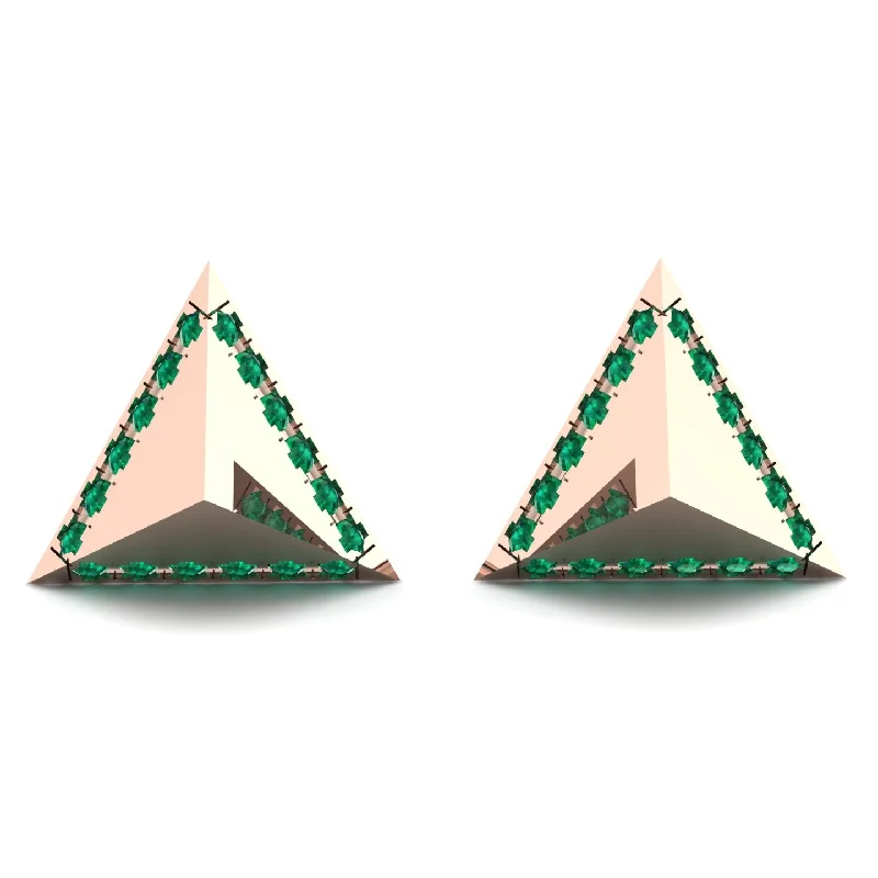 Elegant Drop Earrings For Special Occasions-Triangle Emerald Earrings Geometrical - Milan No. 5