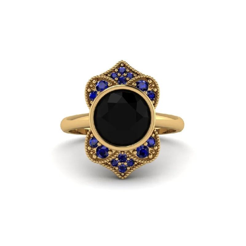 Classic Engagement Rings For Timeless Style-Black Diamond Bezel Vintage-Inspired Engagement Ring - Olive No. 67