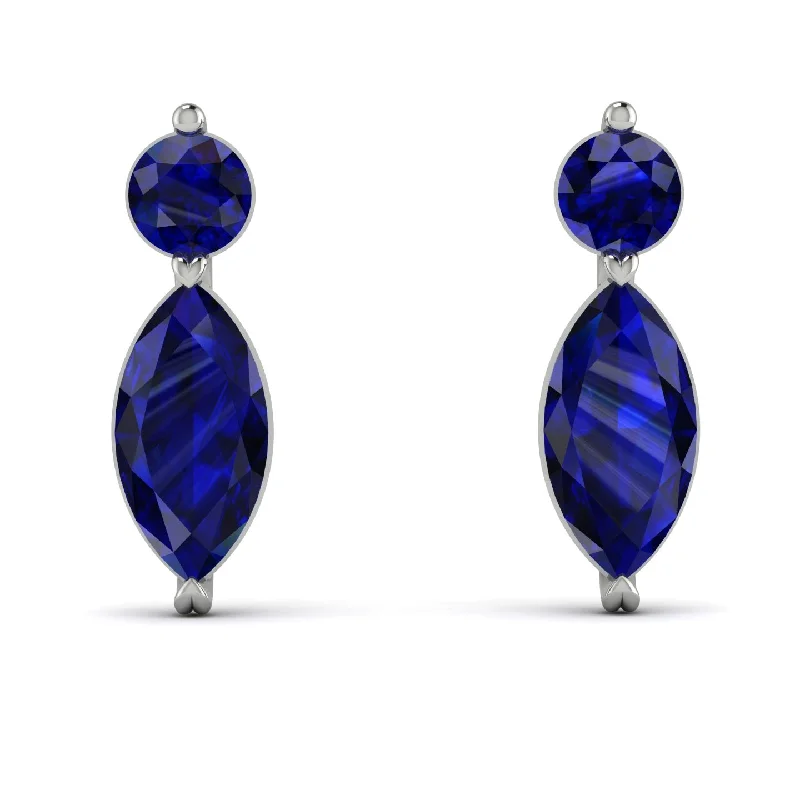 Stunning Gemstone Earrings For Formal Wear-Hanging Marquise Sapphire Earrings - Lacey No. 15