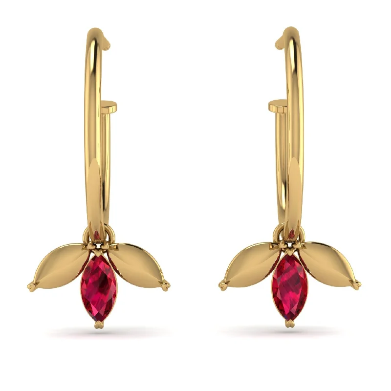 Large Statement Earrings For Bold Fashion-Leaves Ruby Earrings - Anika No. 10