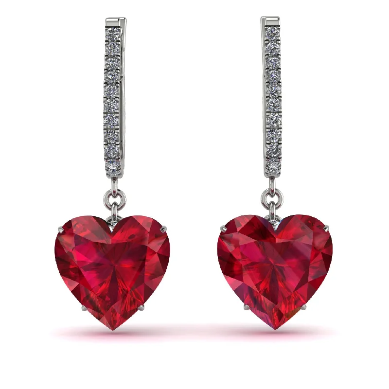 Timeless Earrings For Wedding Glam-Heart Ruby Earrings - Noelle No. 12