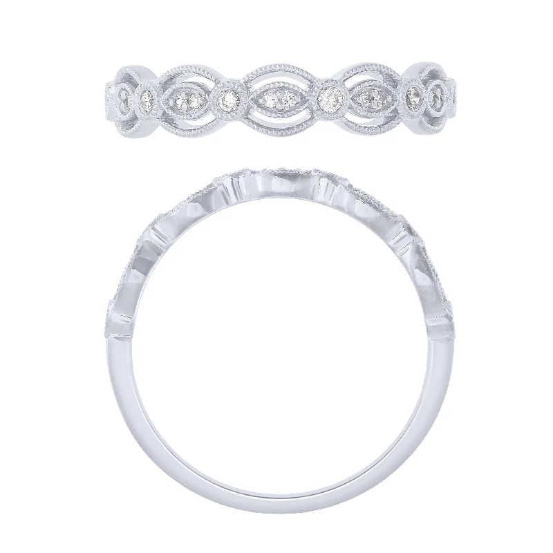 Elegant Engagement Rings For Special Occasions-Sterling Silver 1/10Ctw Diamond Fashion Band