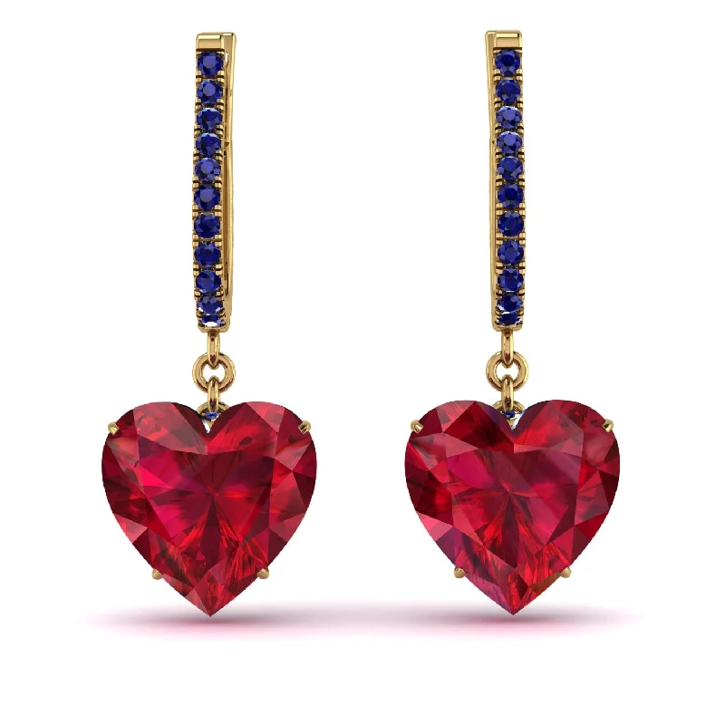 Dangle Earrings For Bridal Look-Heart Ruby Earrings - Noelle No. 70