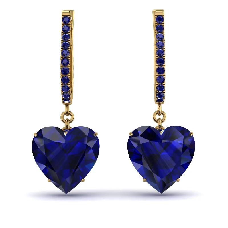 Trendy Earrings For Evening Glam-Heart Sapphire Earrings - Noelle No. 73