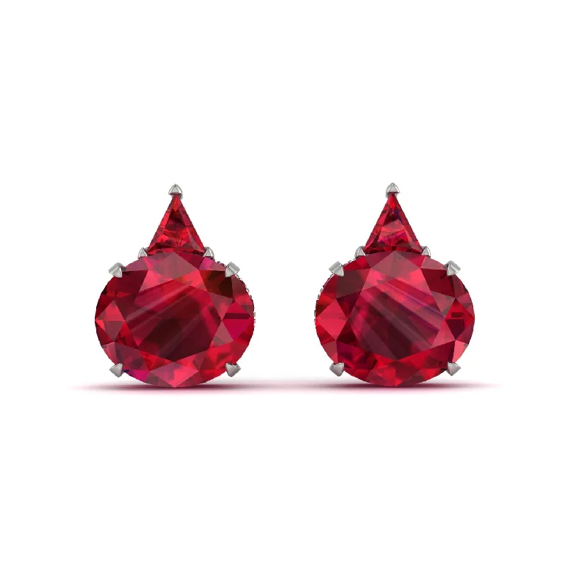 Chic Earrings For Casual Wear-Hidden Halo Ruby Earrings - Rosalie No. 57