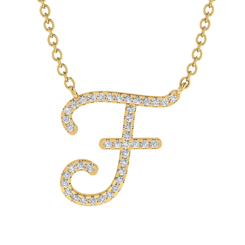 Diamond Gold Letter Necklace - F