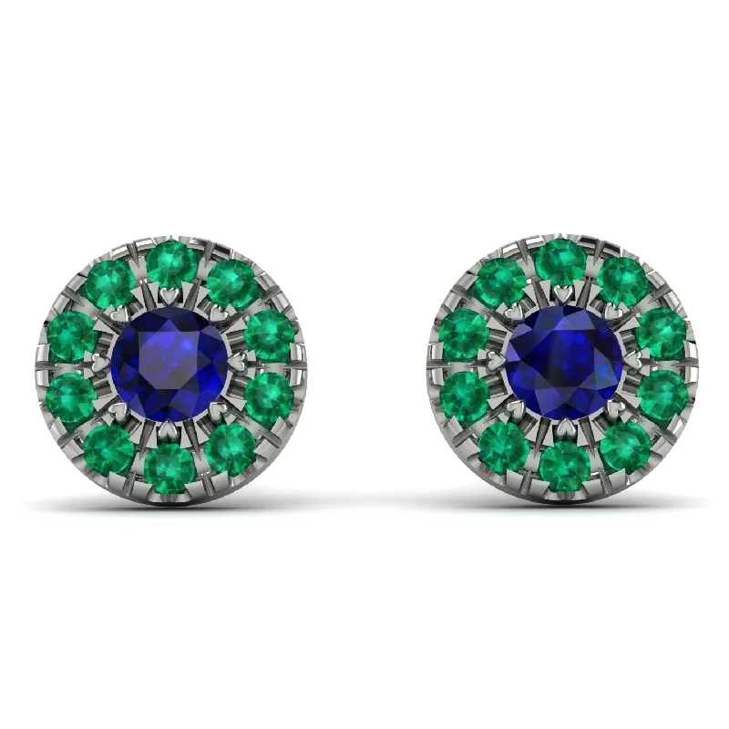 Bold Earrings For Statement Fashion-Halo Sapphire Earrings - Heaven No. 30