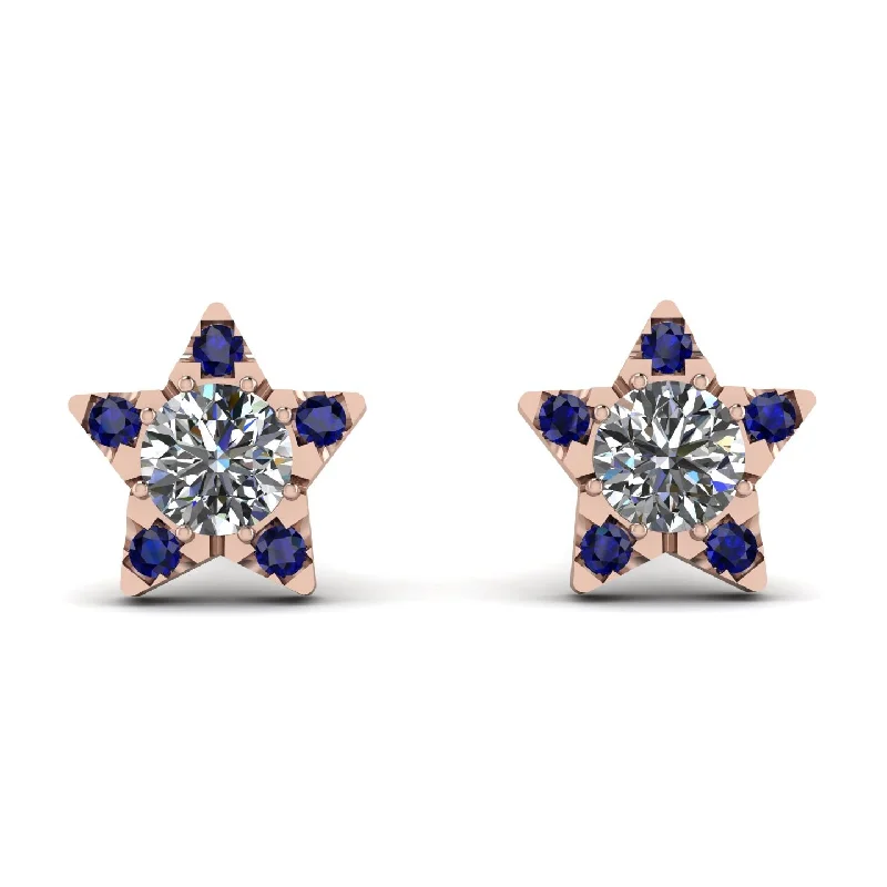 Stylish Earrings For Formal Parties-Star Halo Diamond Earrings - Zelda No. 62