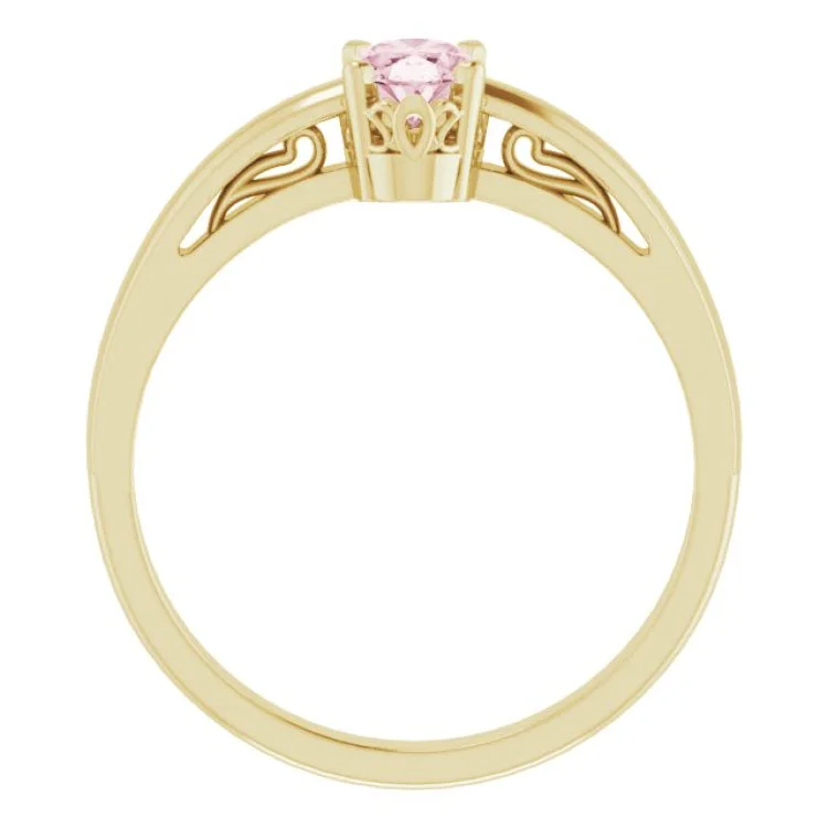 Stunning Gold Wedding Bands For Timeless Style-14K Yellow Natural Pink Morganite Ring