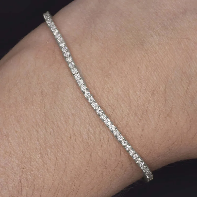 Sparkling Tennis-Style Bracelets For Elegant Occasions-2 CARAT VERY GOOD CUT DIAMOND TENNIS BRACELET 14K WHITE GOLD ROUND BRILLIANT