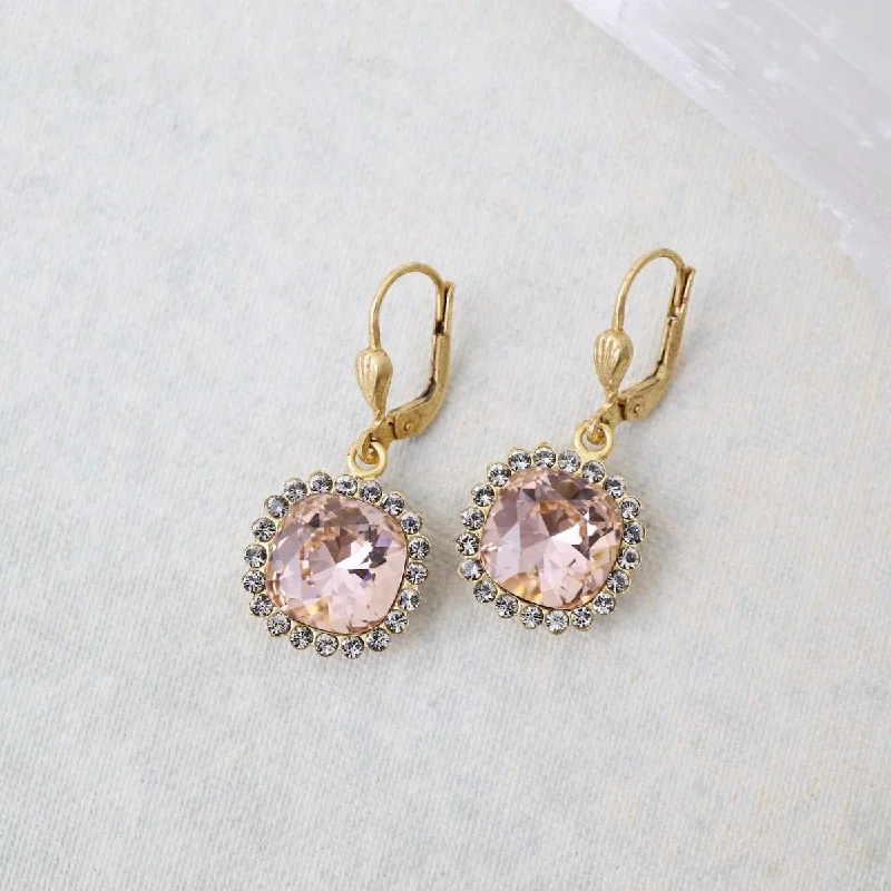 Beautiful Earrings For Formal Gatherings-Blush Drop Border Earrings