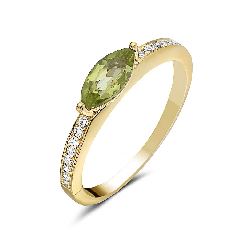 Elegant Wedding Rings For Special Occasions-Peridot And Diamond Fashion Band