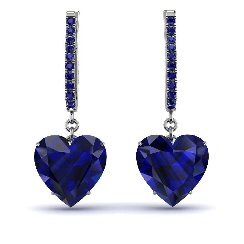 Stunning Gold Earrings For Special Events-Heart Sapphire Earrings - Noelle No. 75