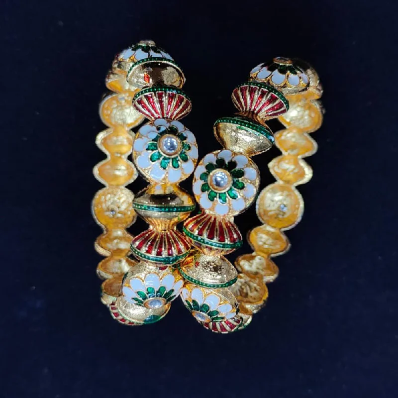 Gorgeous Traditional Bangles For Cultural Glam-Pooja Bangles Gold Plated Meenakari Bangle Set