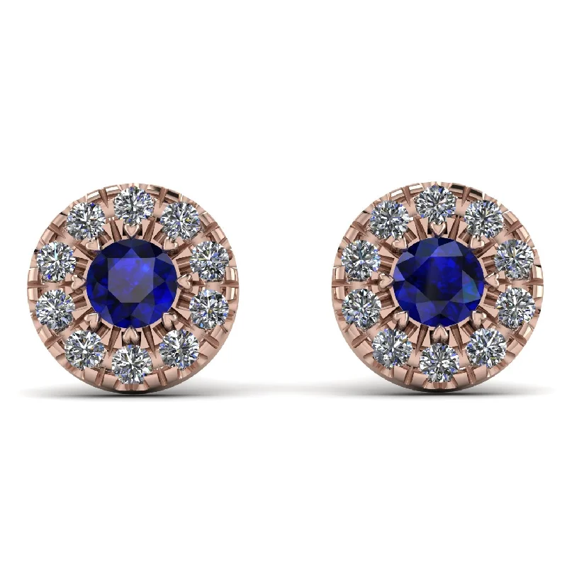 Sparkling Earrings For Elegant Appeal-Halo Sapphire Earrings - Heaven No. 14