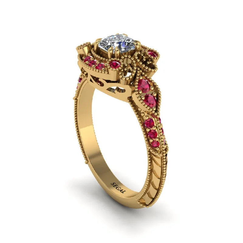 Sparkling Gemstone Rings For Fashion-Forward Looks-Diamond Vintage Filigree Cushion Cut Engagement Ring - Elaina No. 46