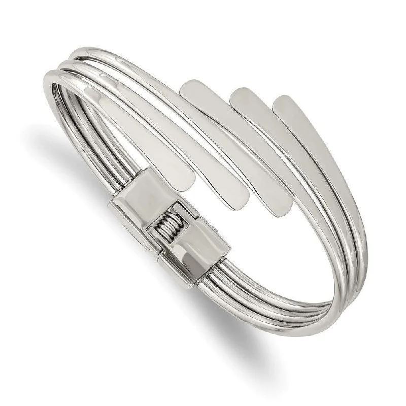 Stunning Opal Bangles For Sparkling Fashion-Stainless Steel Polished Hinged Bangle