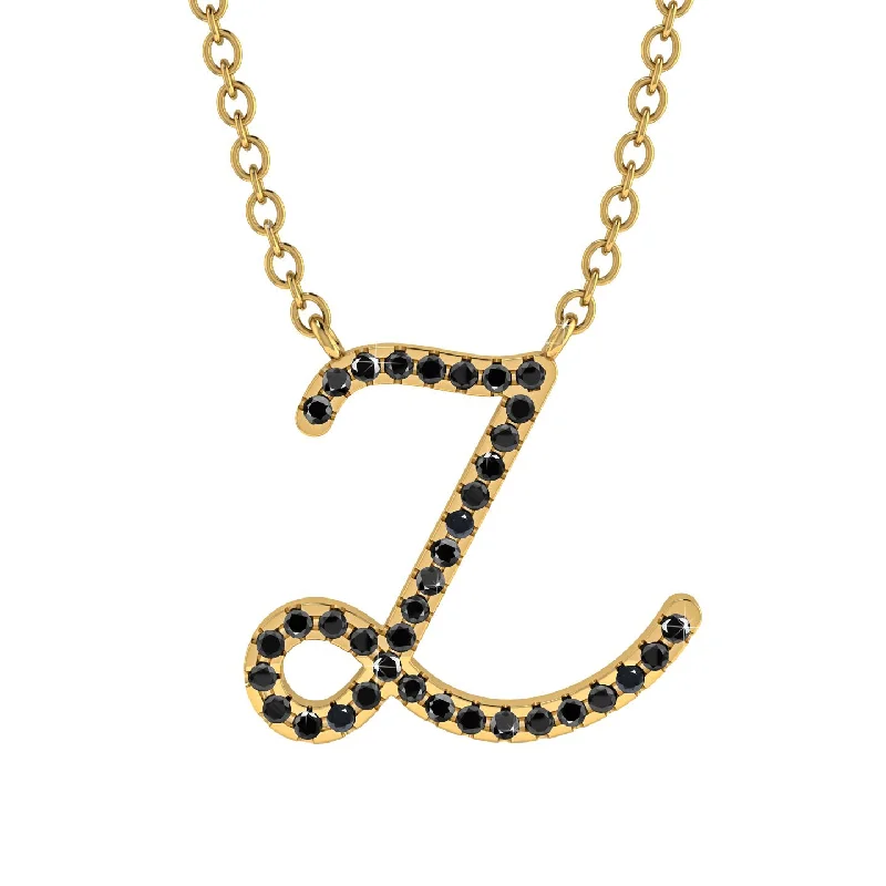 Black Diamond Gold Letter Necklace - Z