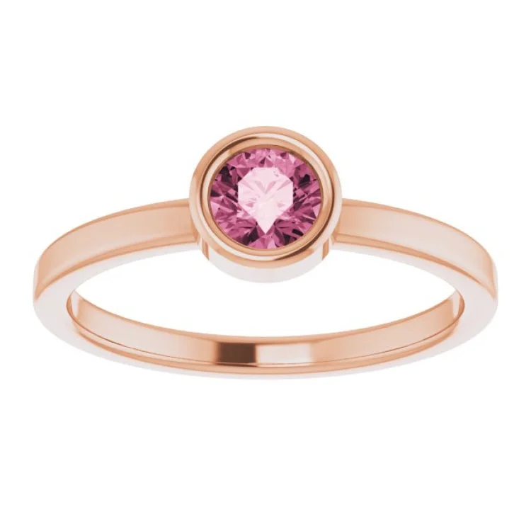 Beautiful Ruby Rings For Special Occasions-14K Rose 4.5 mm Natural Pink Tourmaline Ring