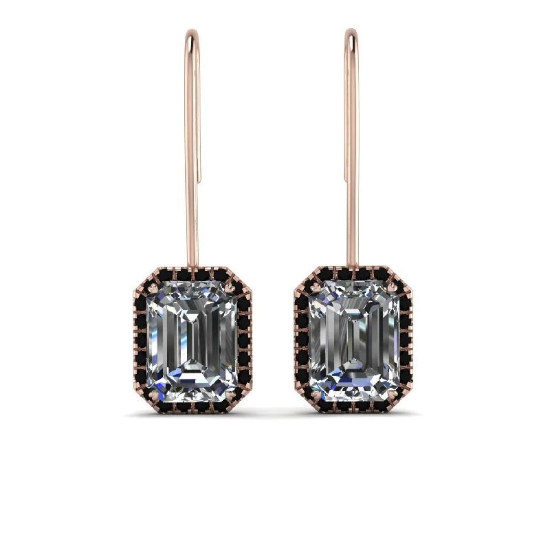 Classic Earrings For Everyday Glam-Halo Emerald Cut Diamond Earrings - Izabella No. 32