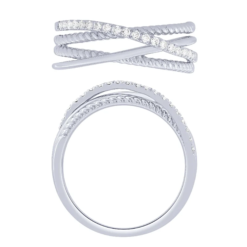 Beautiful Vintage-Inspired Wedding Rings For Classic Brides-Sterling Silver 0.16Ctw Layered Ring