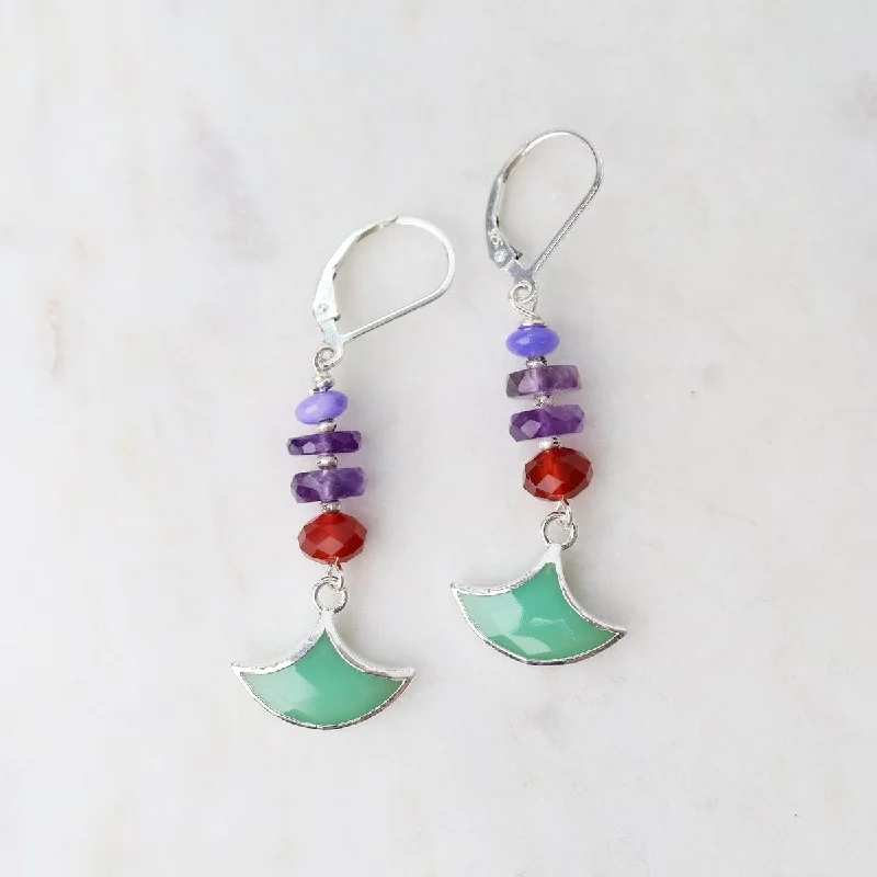 Colorful Drop Earrings For Fun Fashion-Silver Chrysoprase Anchor Earrings