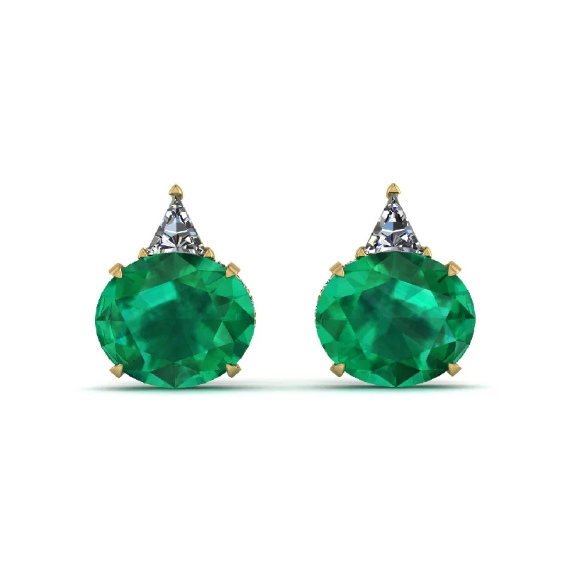 Classic Earrings For Timeless Weddings-Hidden Halo Emerald Earrings - Rosalie No. 4