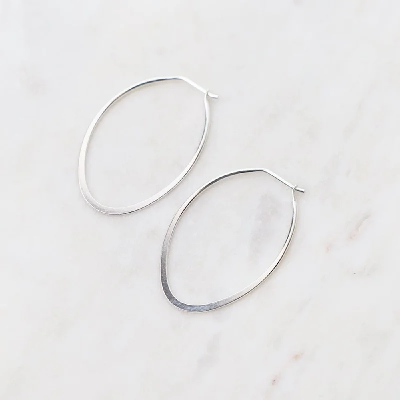 Fashionable Crystal Earrings For Bold Statements-Large Flattened Oval Hoop Earrings