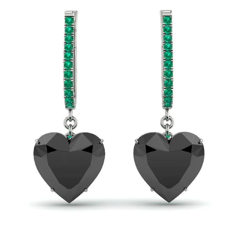 Trendy Earrings For Fashion Enthusiasts-Heart Black Diamond Earrings - Noelle No. 24