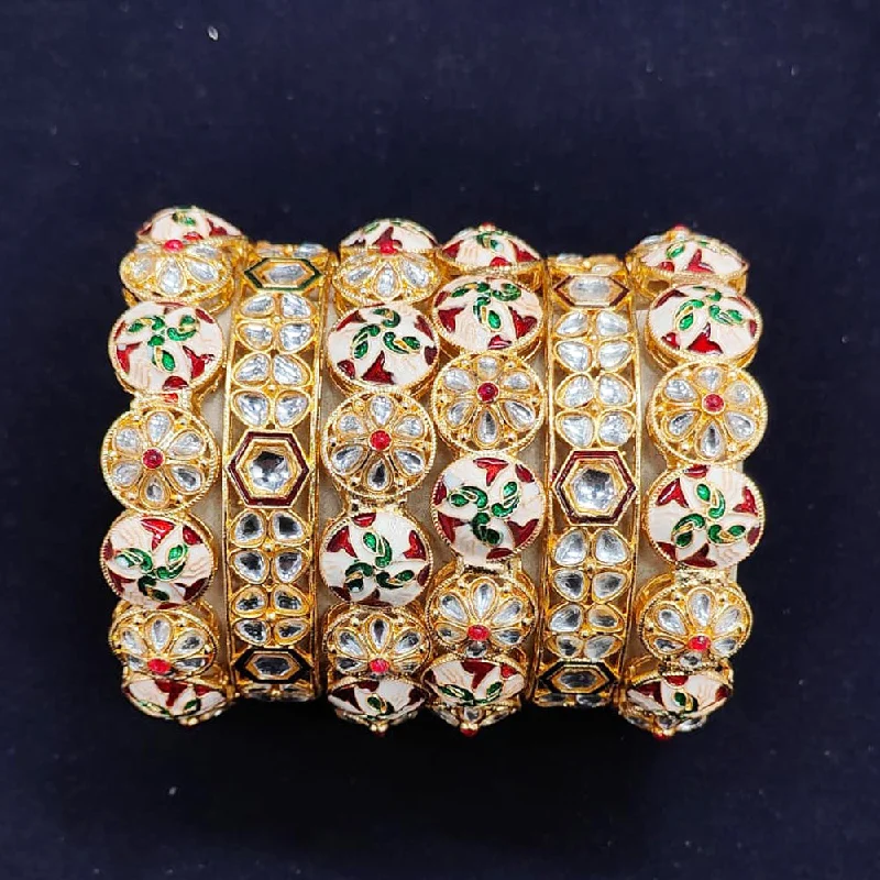 Stunning Opal Bangles For Sparkling Fashion-Pooja Bangles Gold Plated Meenakari Bangle Set