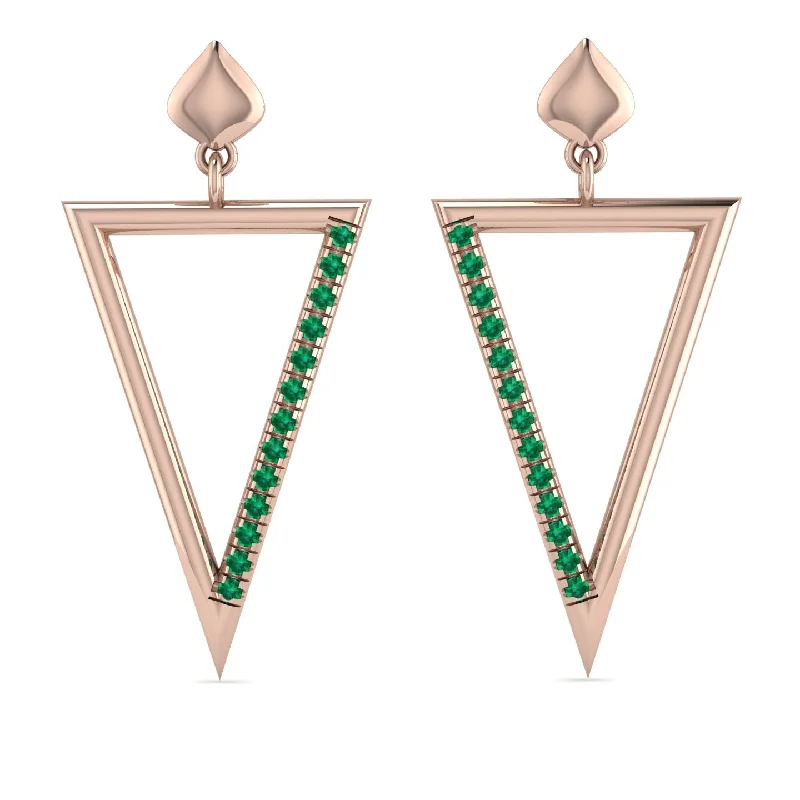 Designer Earrings For Exclusive Fashion-Triangle Emerald Stud Earrings - Amiyah No. 5