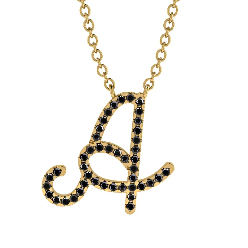 Black Diamond Gold Letter Necklace - A