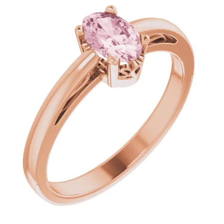 Luxury Wedding Bands For Timeless Elegance-14K Rose Natural Pink Morganite Ring