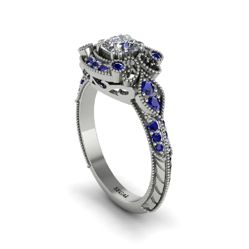 Luxury Diamond Rings For Elegant Weddings-Diamond Vintage Filigree Cushion Cut Engagement Ring - Elaina No. 63