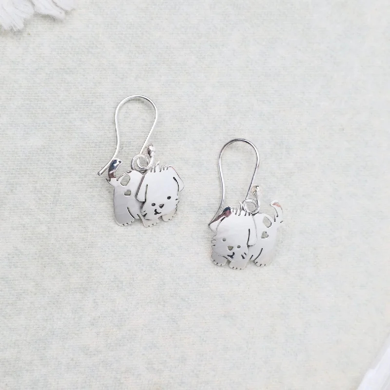 Trendy Resin Earrings For Bold Statements-Sterling Silver Dog Earrings