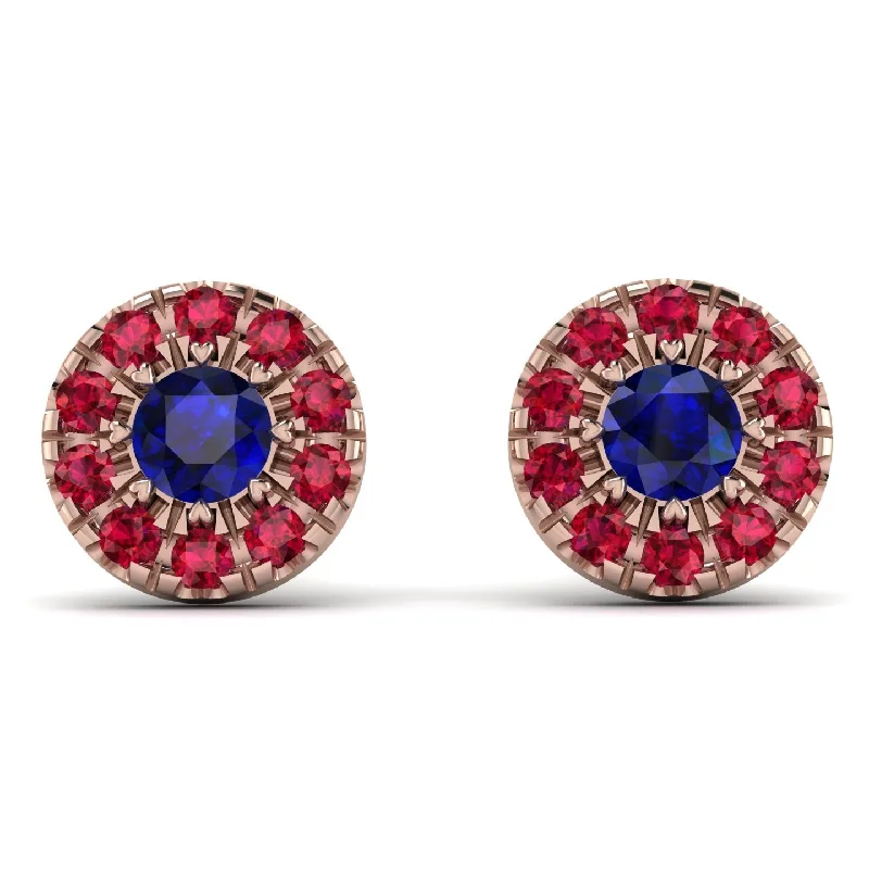 Dazzling Earrings For Evening Fashion-Halo Sapphire Earrings - Heaven No. 58