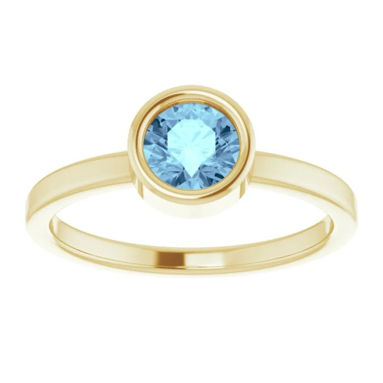 Beautiful Engagement Rings For Romantic Proposals-14K Yellow 5.5 mm Natural Aquamarine Ring