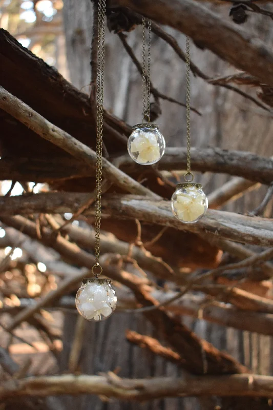 Dried Flower Petal Globe Necklace- 3 styles