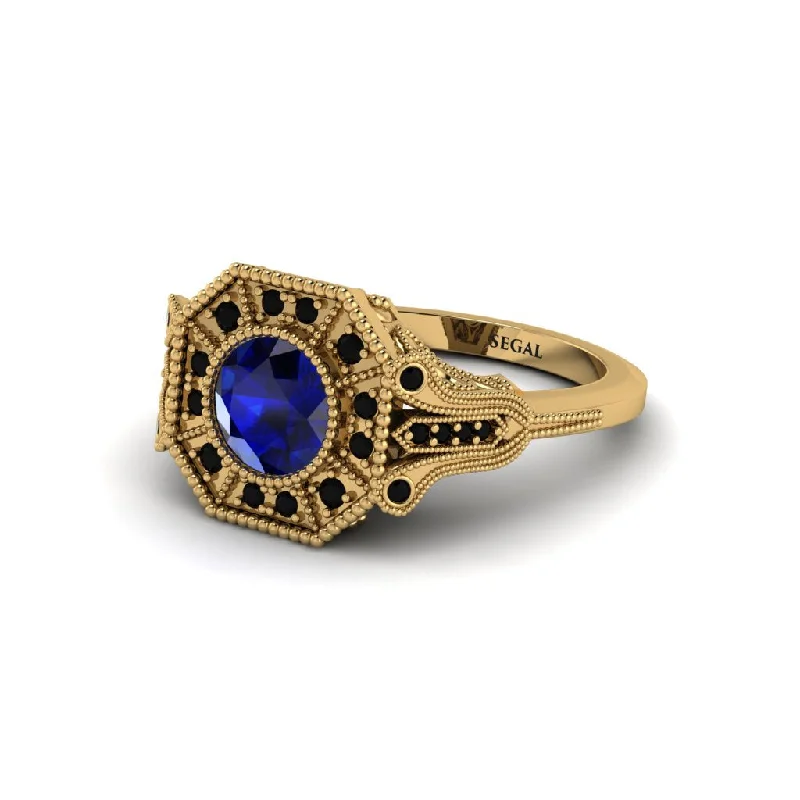 Unique Engagement Rings For Creative Proposals-Sapphire 14K Gold Art Deco Engagement Ring - Erin No. 43