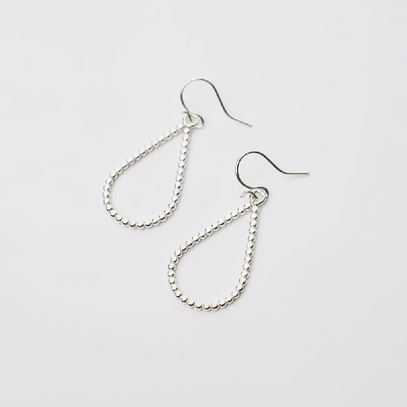 Elegant Beaded Earrings For Wedding Style-Sterling Silver Smashed Bead Teardrop Earrings