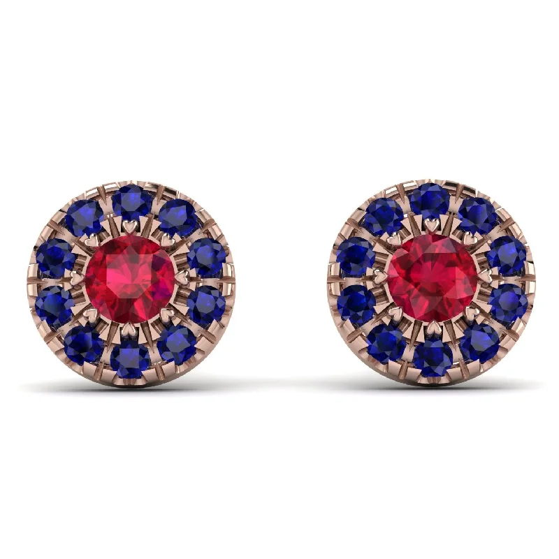 Beautiful Crystal Earrings For Wedding Glam-Halo Ruby Earrings - Heaven No. 71